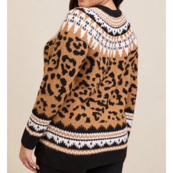🆕🐆 Leopard Animal Print Vegan Cashmere Sweater 3 3X 22 24 NWT Torrid New Brown - Picture 3 of 5